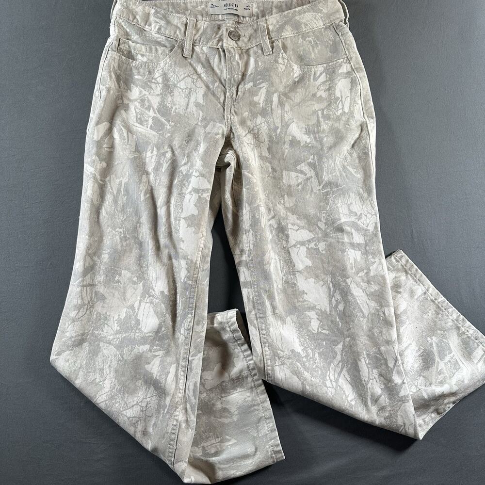 Hollister Women's Low Rise Baggy Denim Jeans Gray/White Camo Regular 6R